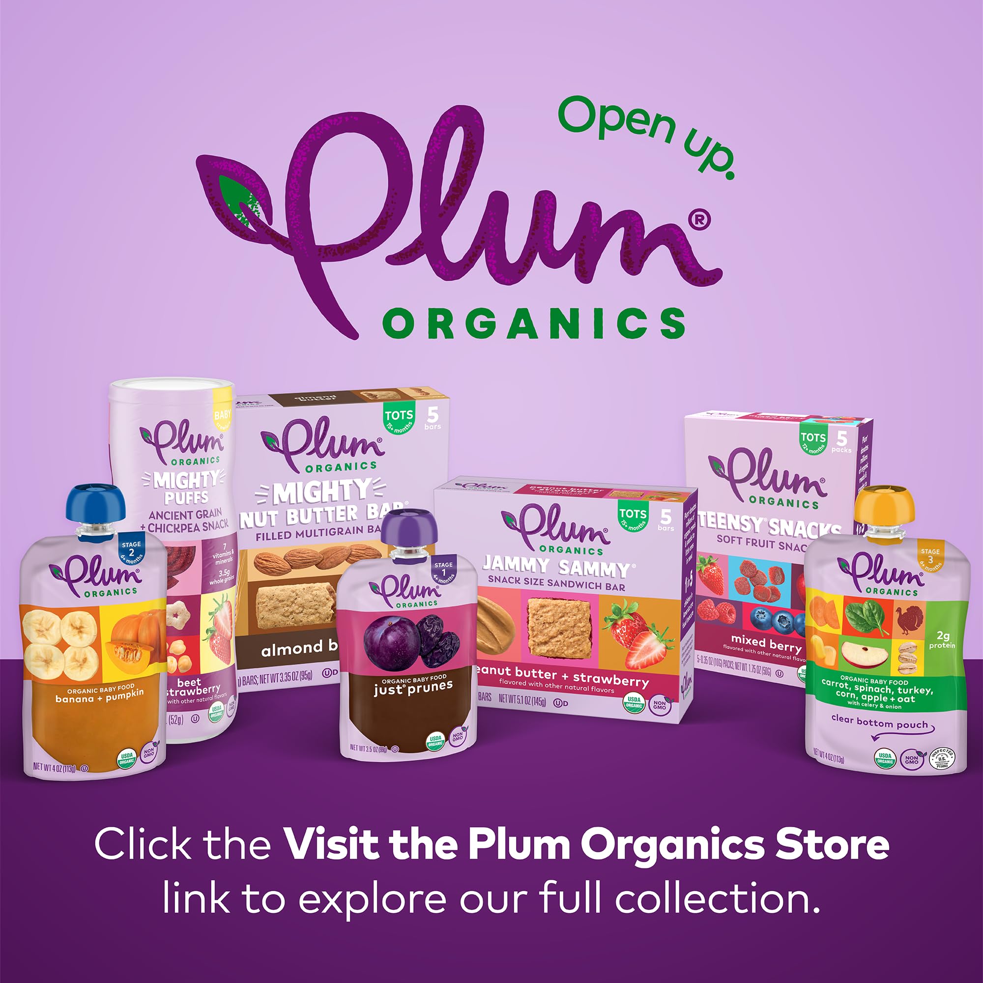 Plum Organics Mighty Snack Bars nutrition label with 11 vitamins and minerals