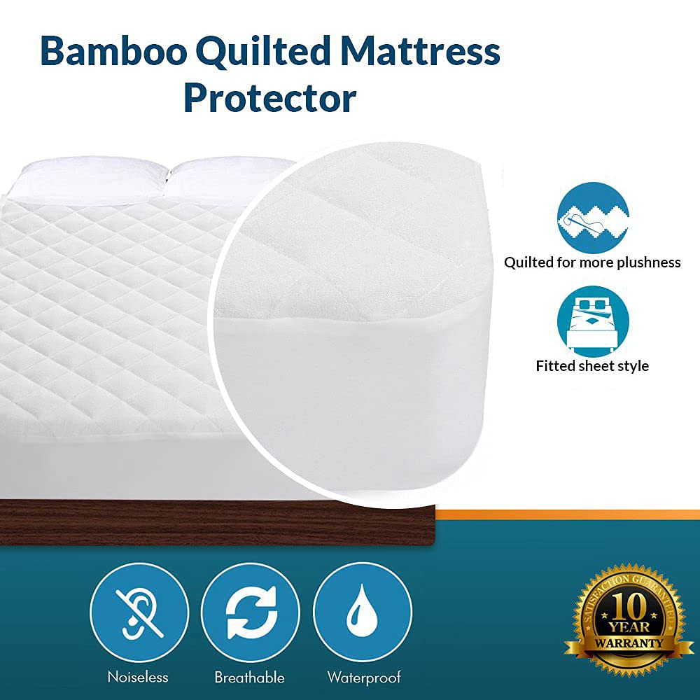 PlushDeluxe mini crib mattress protector noiseless fabric reduces rustle for peaceful nights
