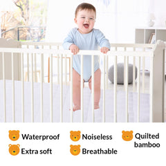PlushDeluxe mini crib mattress protector waterproof layer protects against spills and accidents