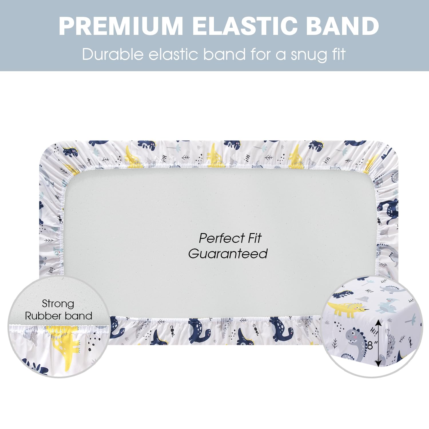 Plushii snug-fit crib sheet with elastic edge keeps standard mattresses secure.