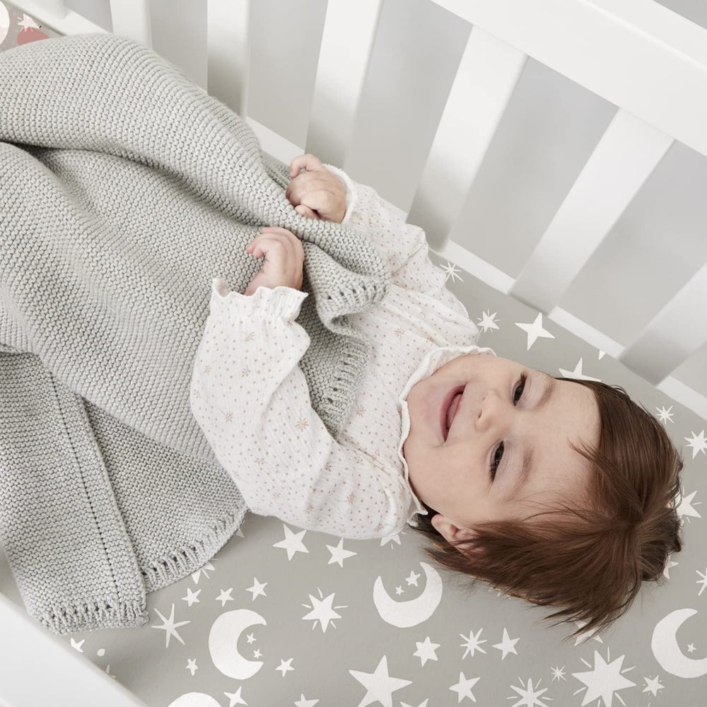 Plushii soft microfiber sheet offers a cozy sleeping surface for baby nights.