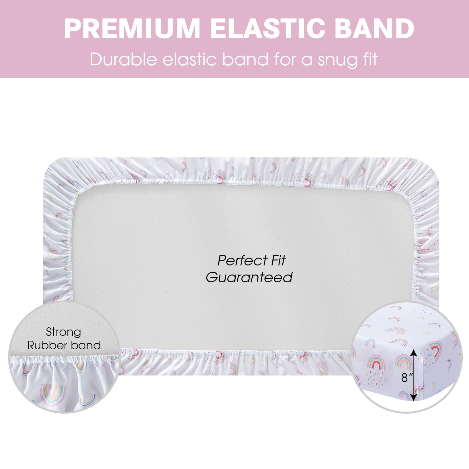 Plushii pink theme sheets brighten nurseries while delivering a secure sleep surface.