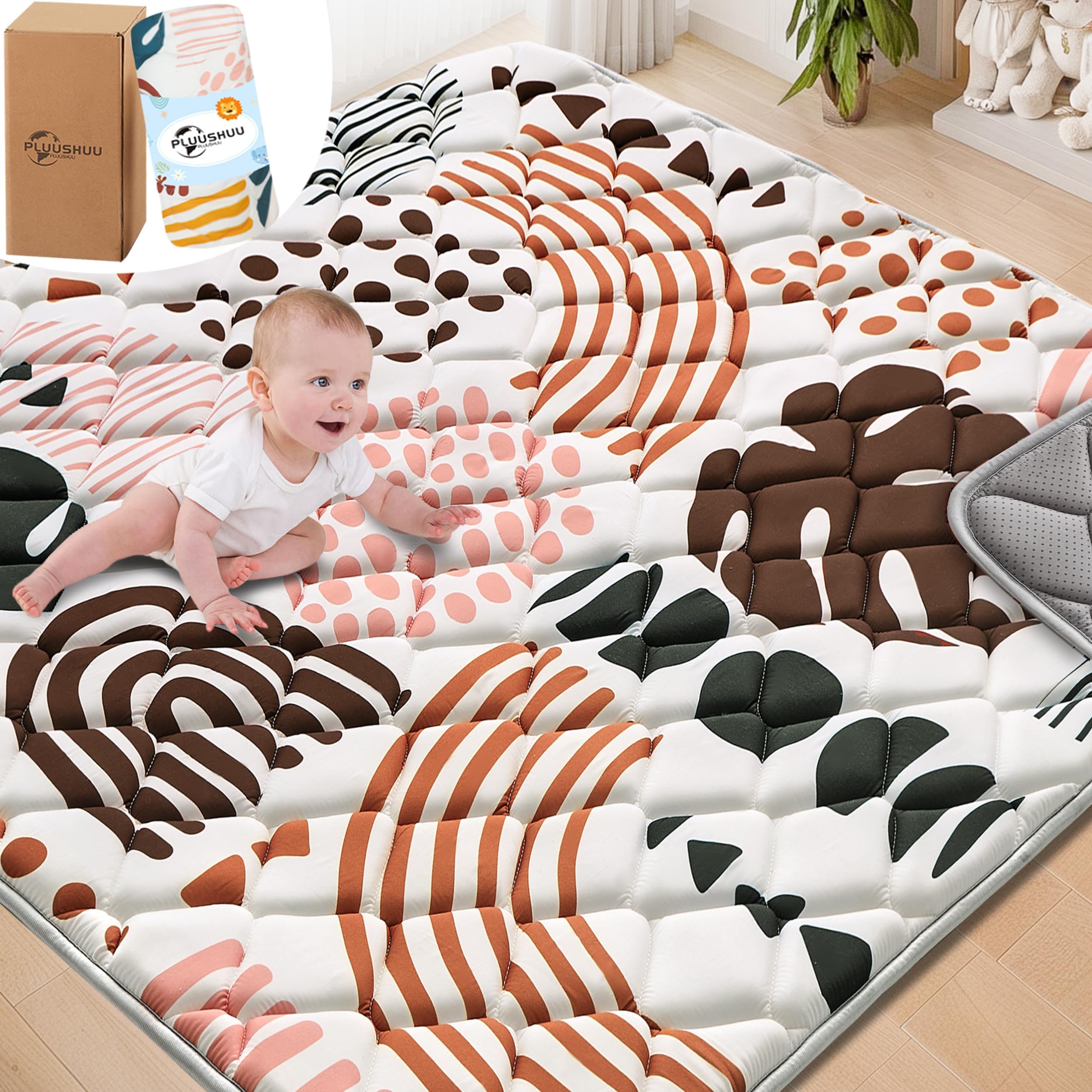PLUUSHUU baby play mat 2cm-thick cushion supports safe tummy time.