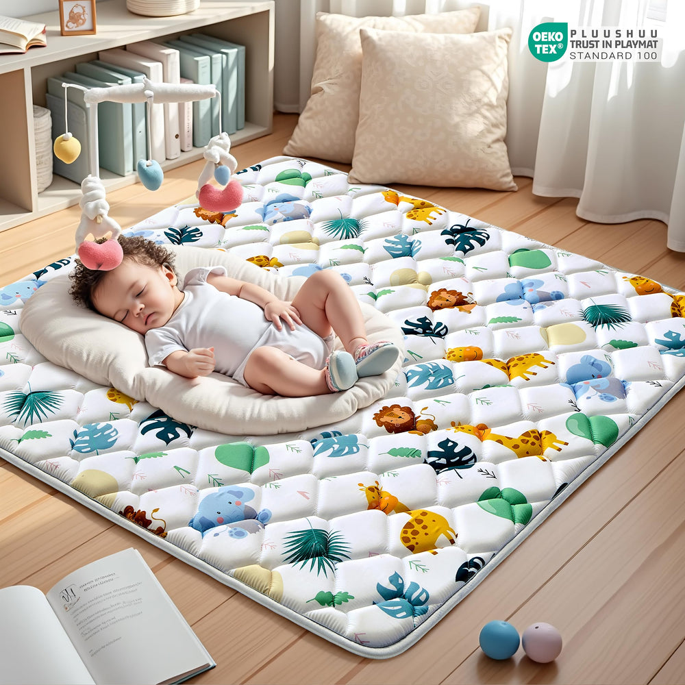 PLUUSHUU baby play mat anti-slip bottom for stable tummy time
