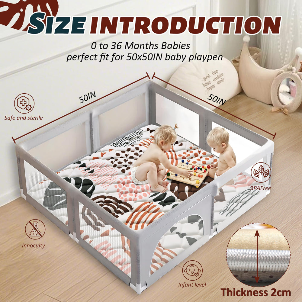PLUUSHUU baby play mat anti-slip bottom keeps baby secure during crawls.