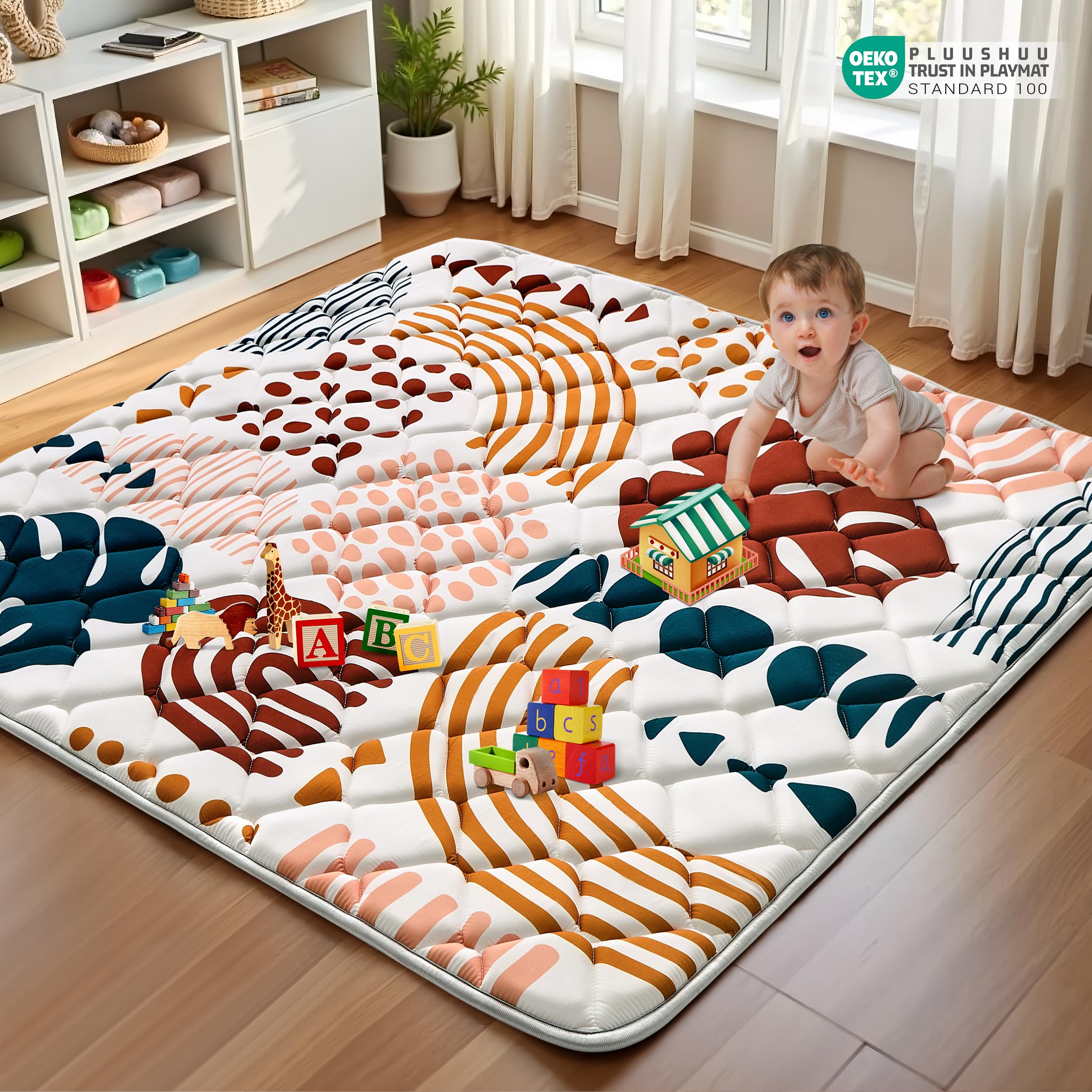 PLUUSHUU baby play mat foldable design for quick setup.
