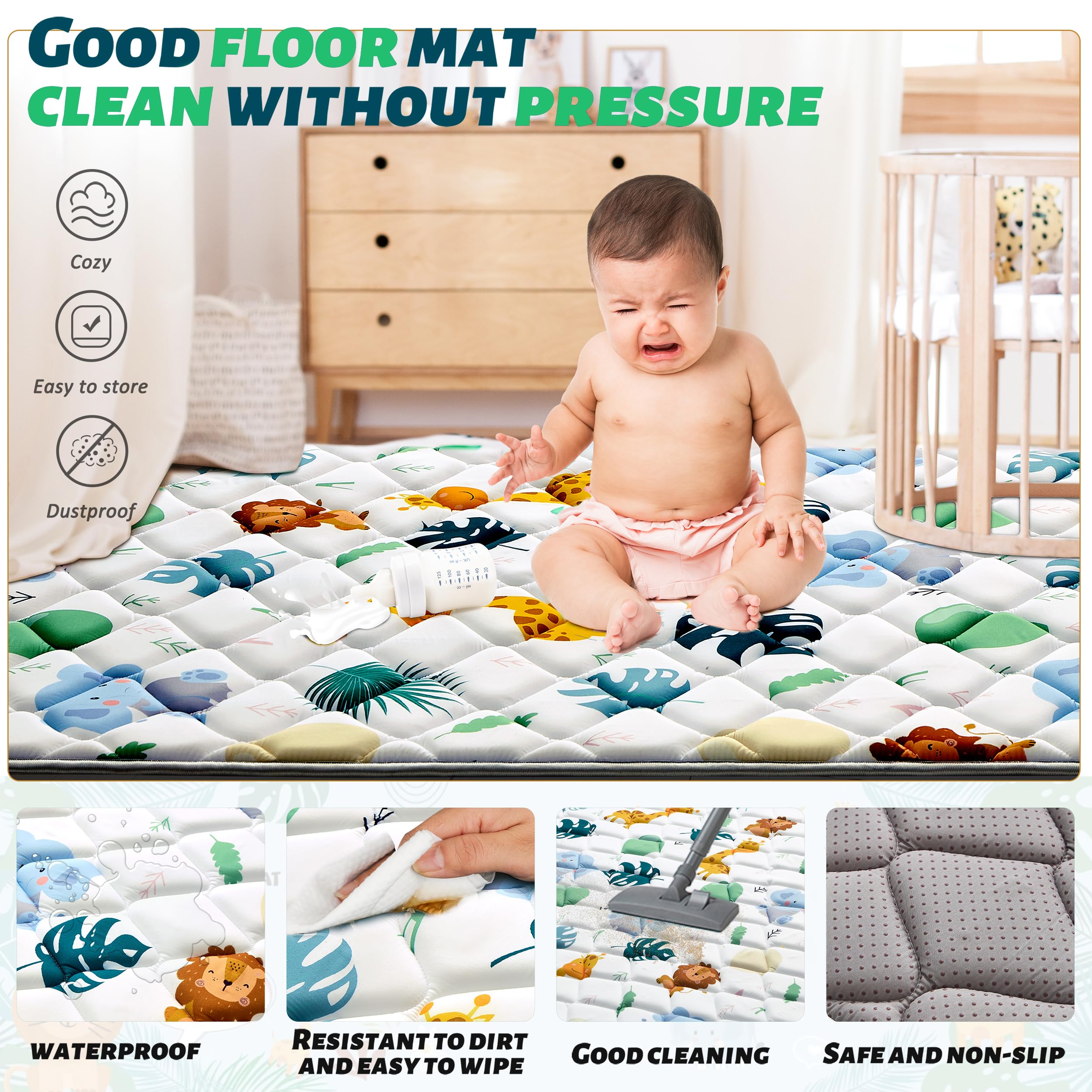 PLUUSHUU floor mat 50x50 inch provides spacious play area