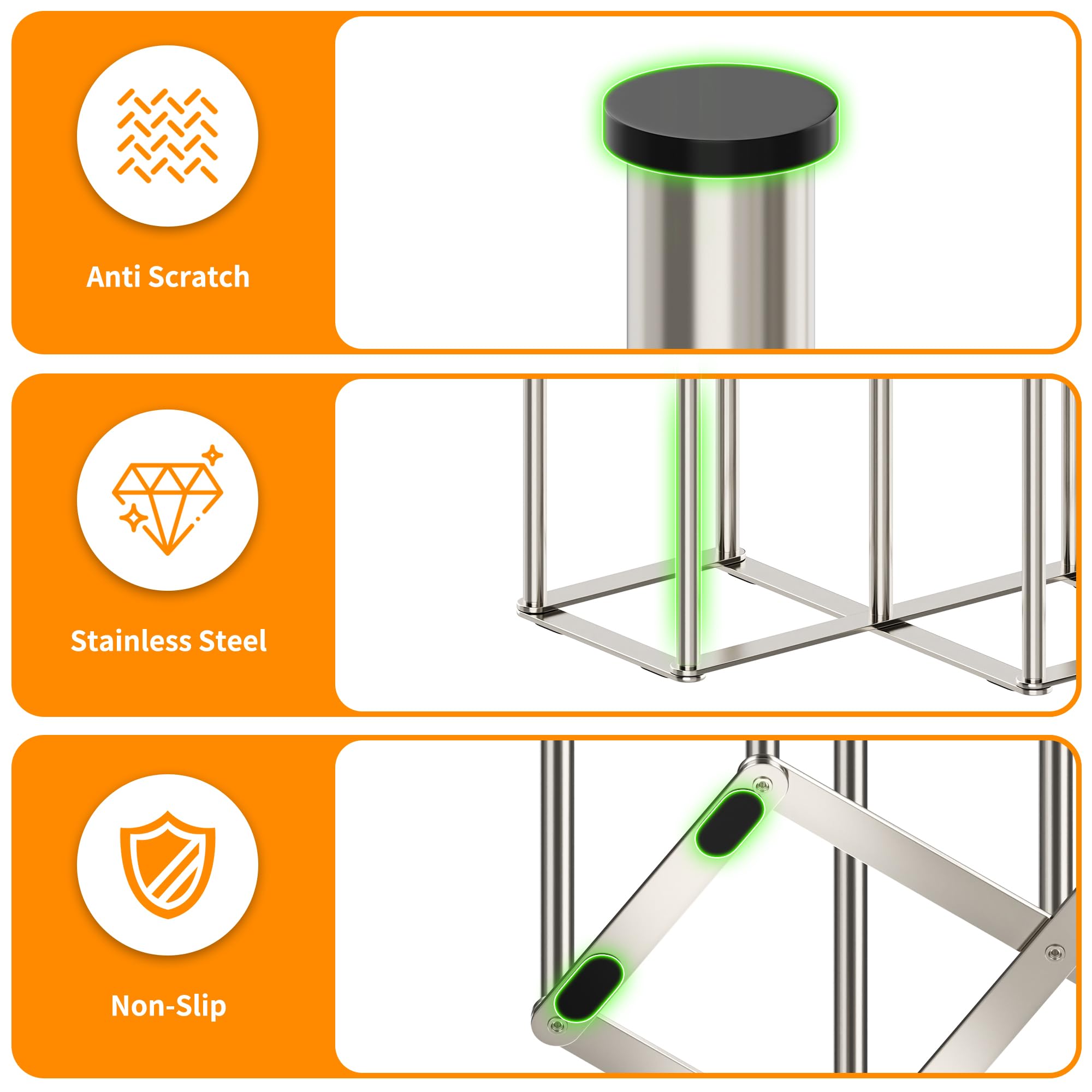 PLUVON stainless-steel-drying-rack durable and rust-resistant for easy cleaning.