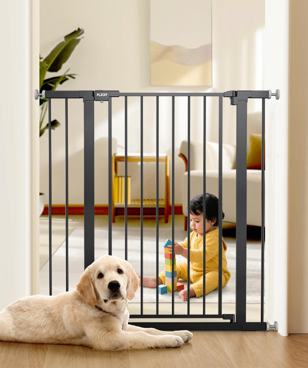 PLZOIT 36in extra tall gate for stairs shows sturdy barrier for kids