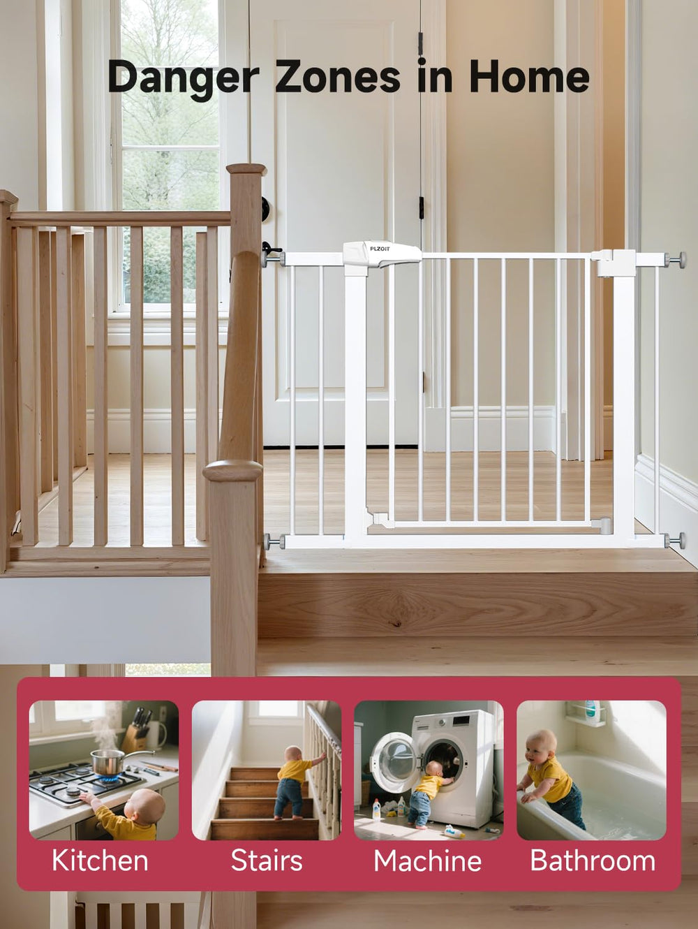 PLZOIT metal-frame gate offers a sturdy, chew-resistant barrier for active households.