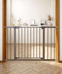 PLZOIT baby gate stairs 30in tilt view highlights sturdy metal design for stairs