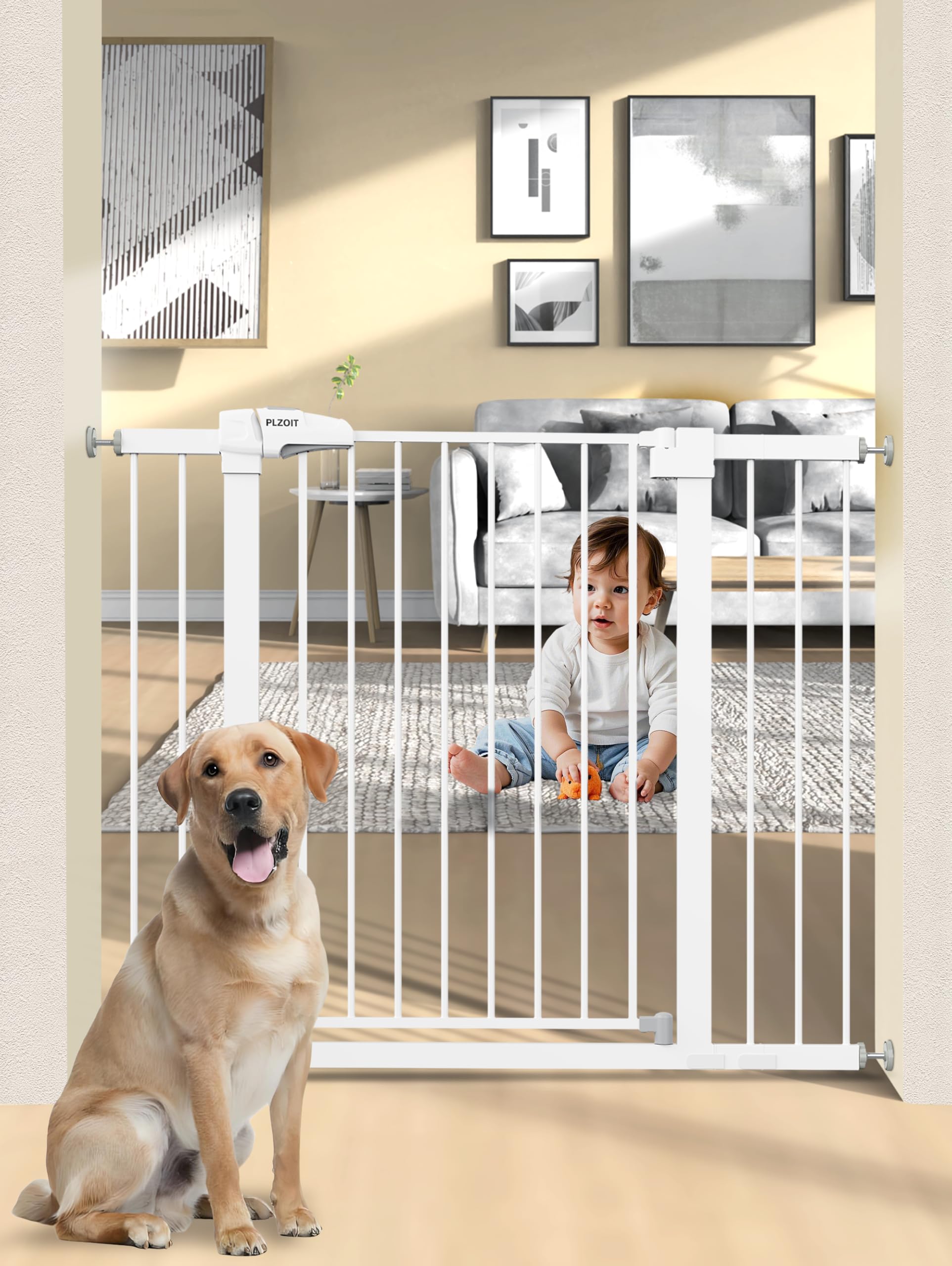 PLZOIT baby gate stairs 36-2-tall for stairs keeps kids and pets safe.