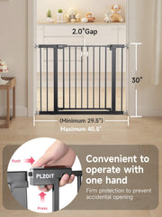 PLZOIT stairs gate installed in stairwell with extensions for fit