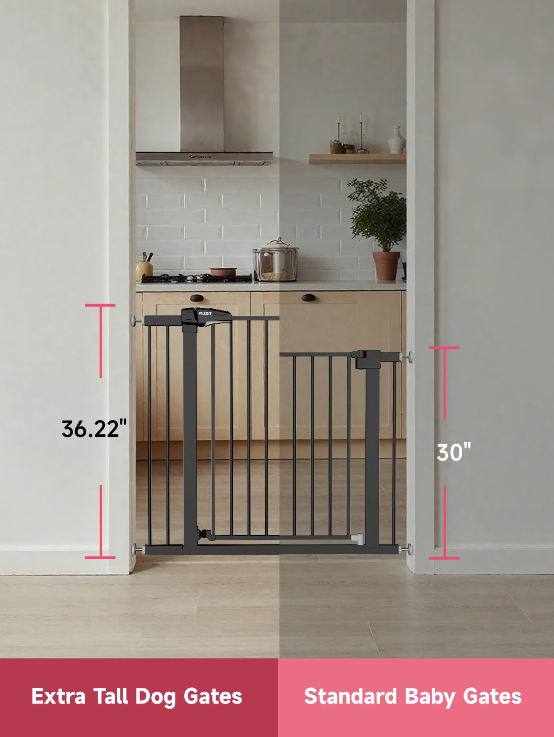 PLZOIT baby gate wide-adjustable 29-46 inches supports doorways and halls.