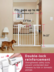 PLZOIT metal baby gate walk-through demonstrates sturdy barrier with easy access.