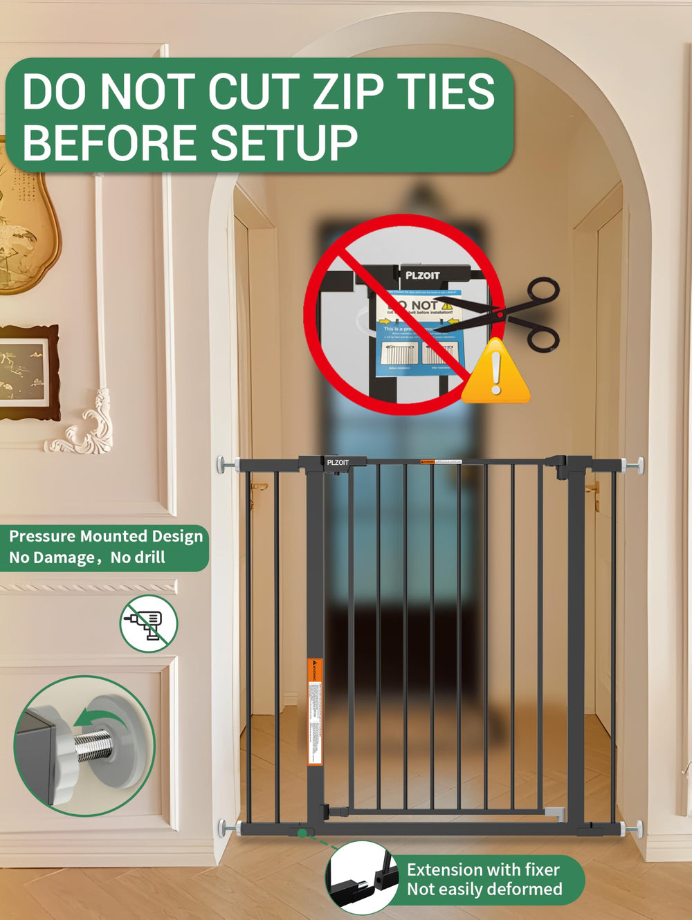 PLZOIT pet gate indoor keeps dogs in common areas