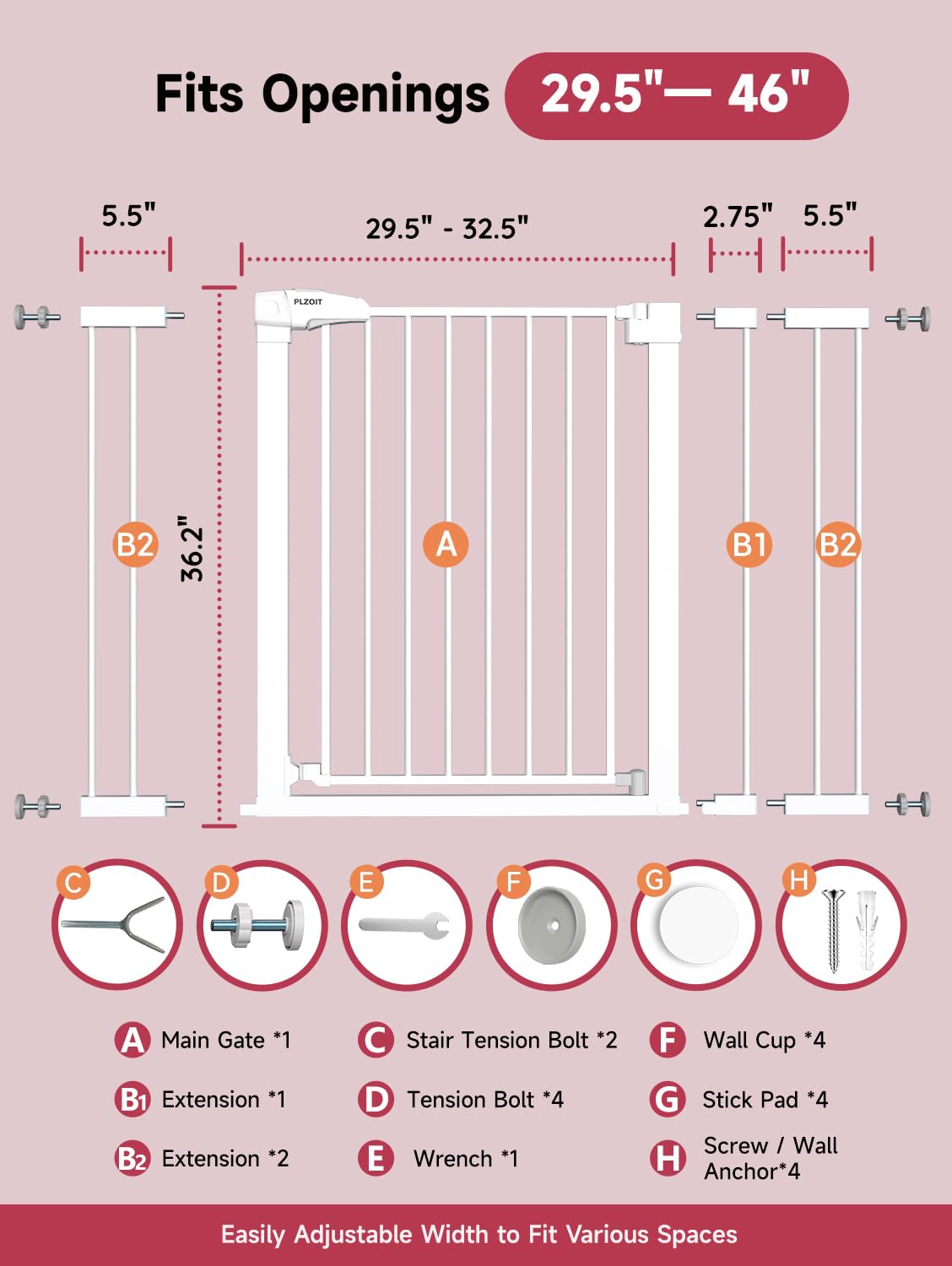 PLZOIT pressure-mounted design protects walls during setup.