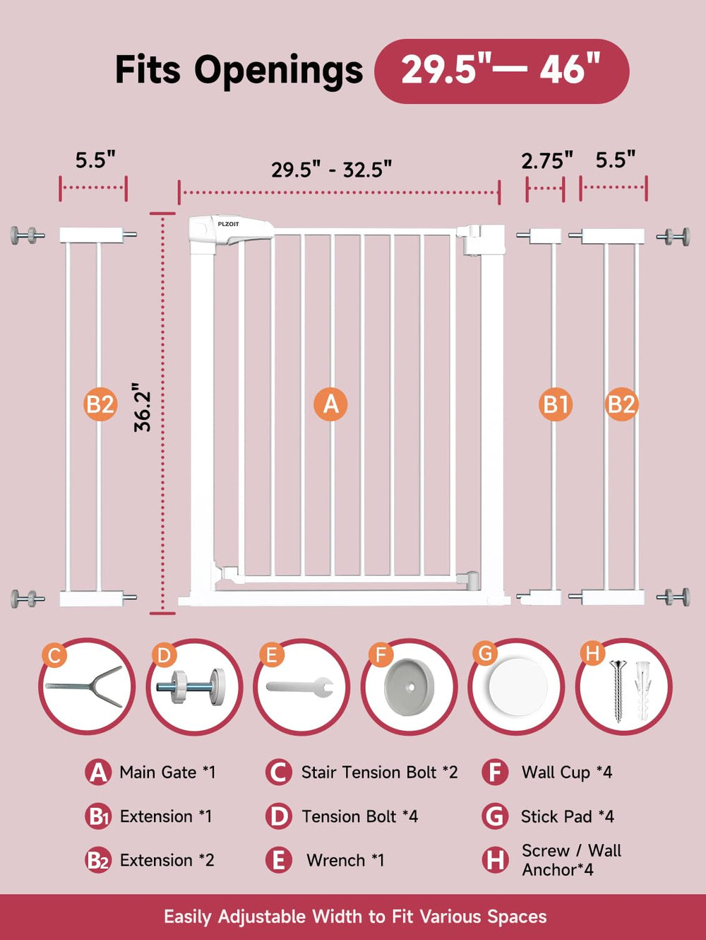 PLZOIT pressure-mounted design protects walls during setup.