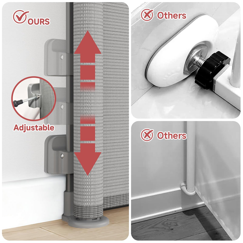 PLZOIT baseboard-adjustable frame fits various wall profiles without damage.