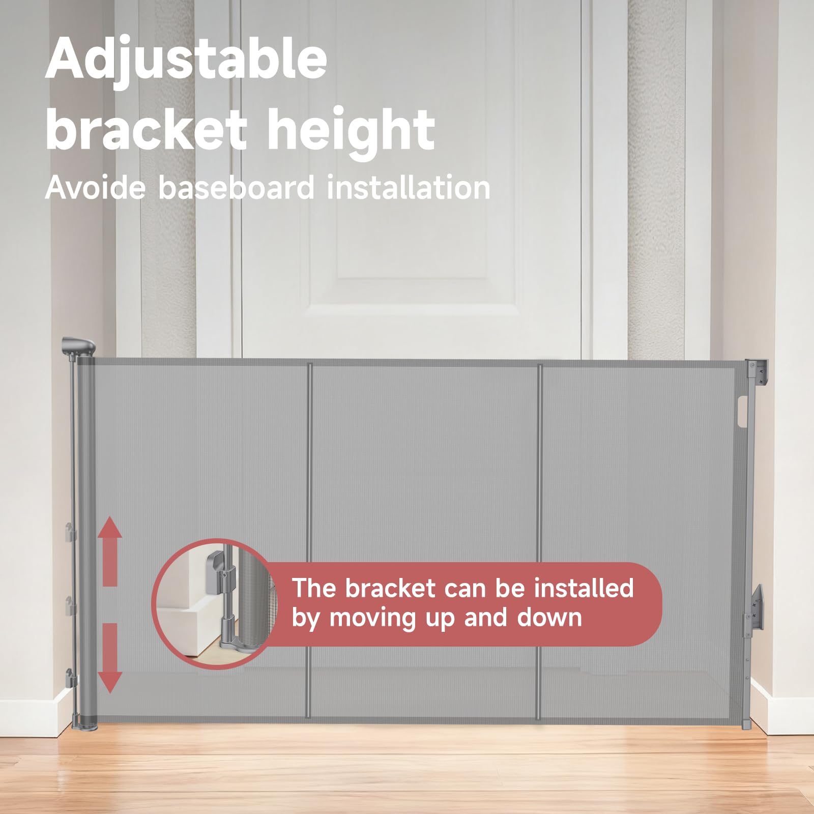 PLZOIT gate installed at bottom of stairs to block access safely.