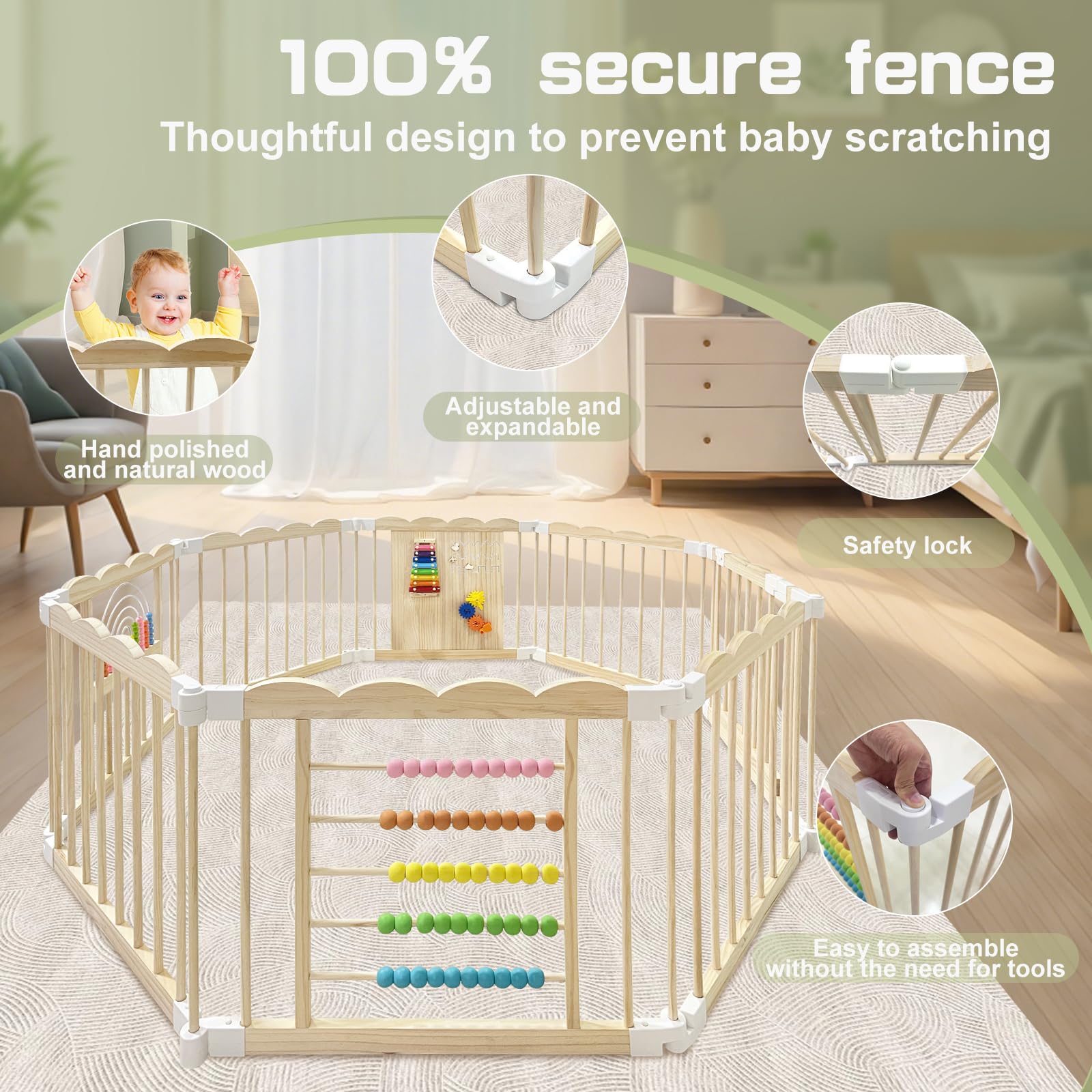 Pmbqifay baby playpen multi shape assembly enables versatile layouts.