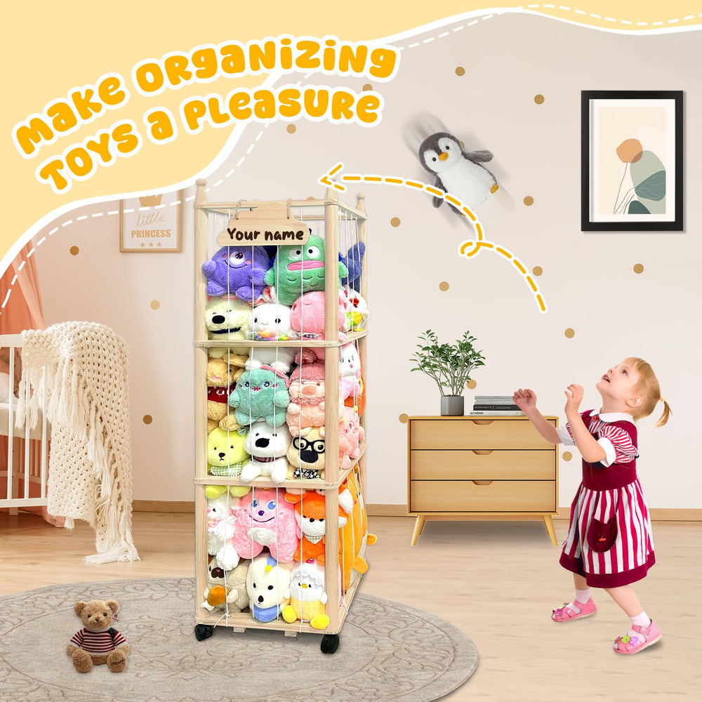 Pmbqifay stuffed animal zoo storage in playroom use case showcases display and access