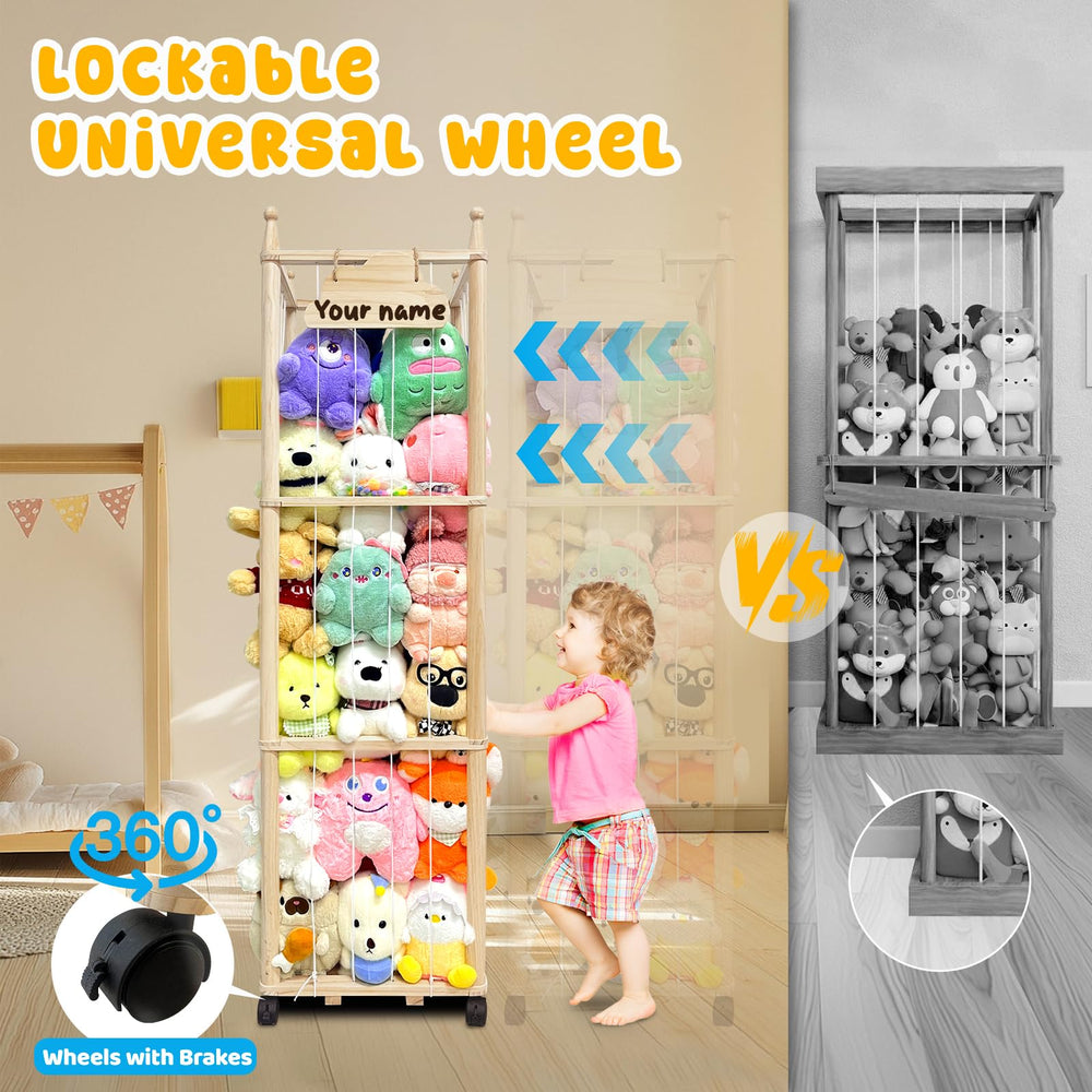 Pmbqifay stuffed animal zoo storage mesh pocket image for blocks and small toys storage