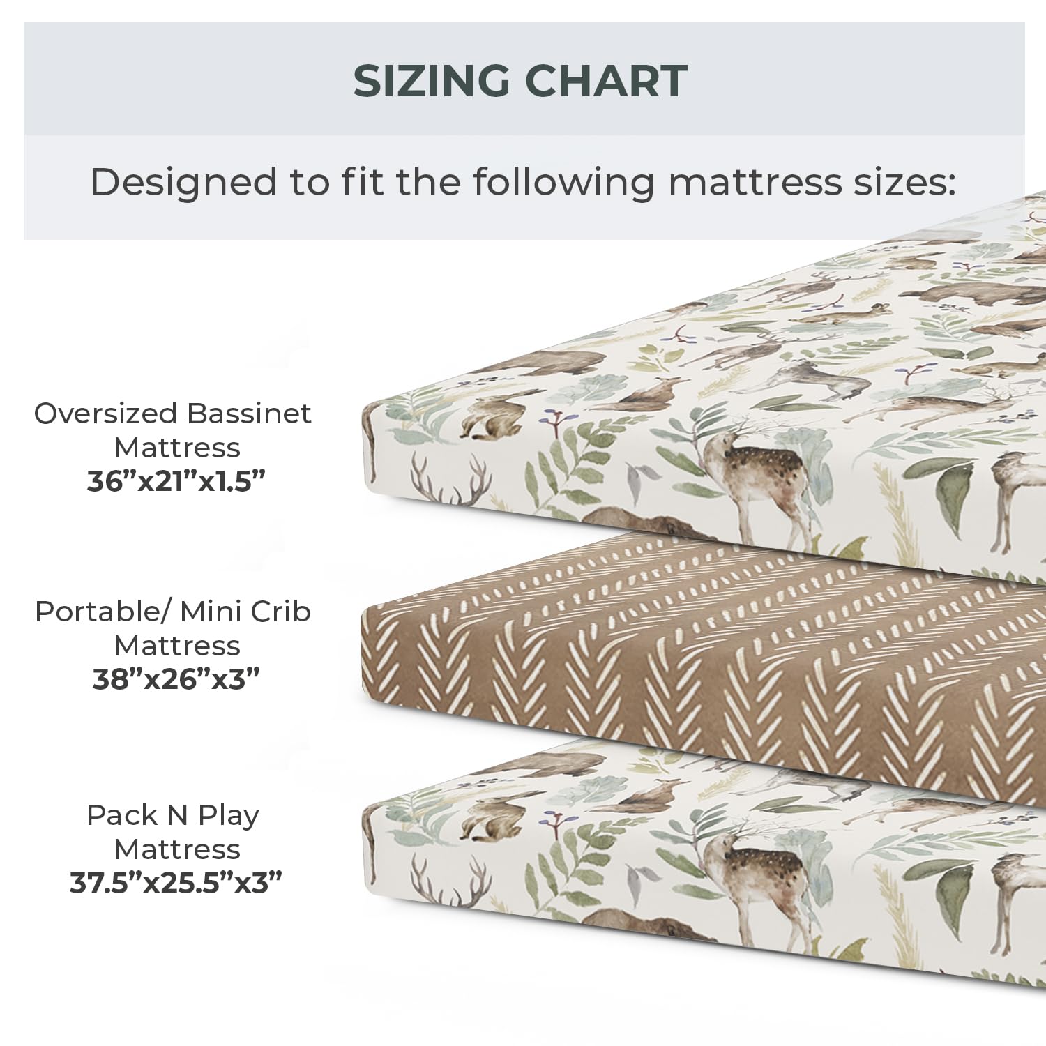 Pobibaby 2-pack mini-crib-sheet woodland pattern on crib