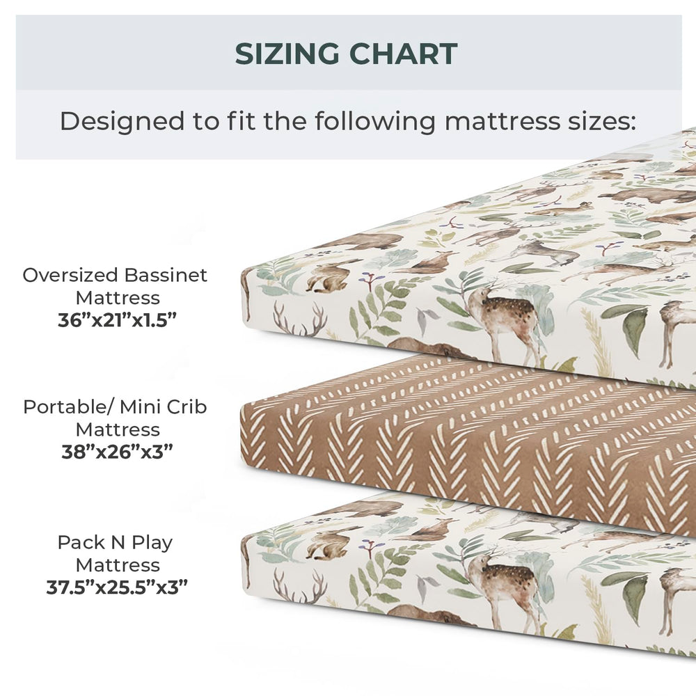 Pobibaby 2-pack mini-crib-sheet woodland pattern on crib