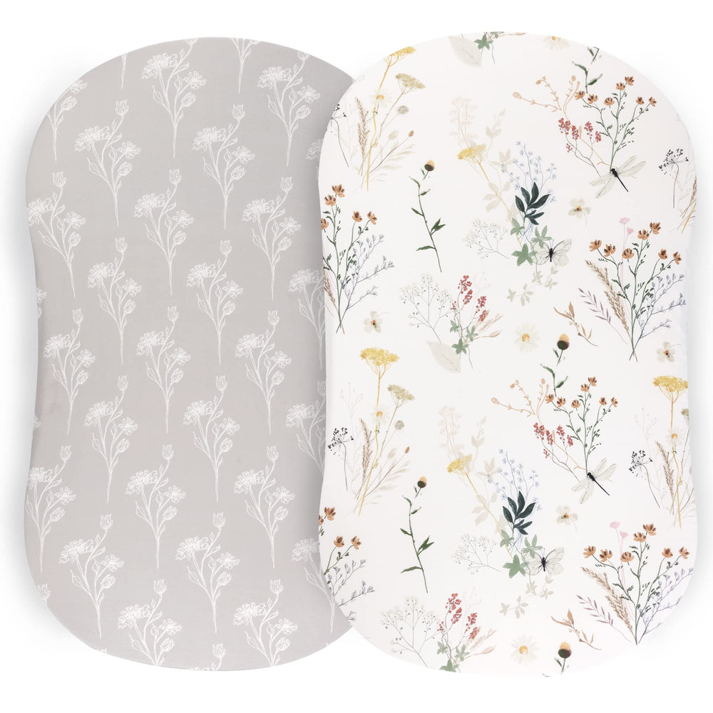Pobibaby bassinet sheet wildflower-pattern shows soft breathable fabric for baby sleep