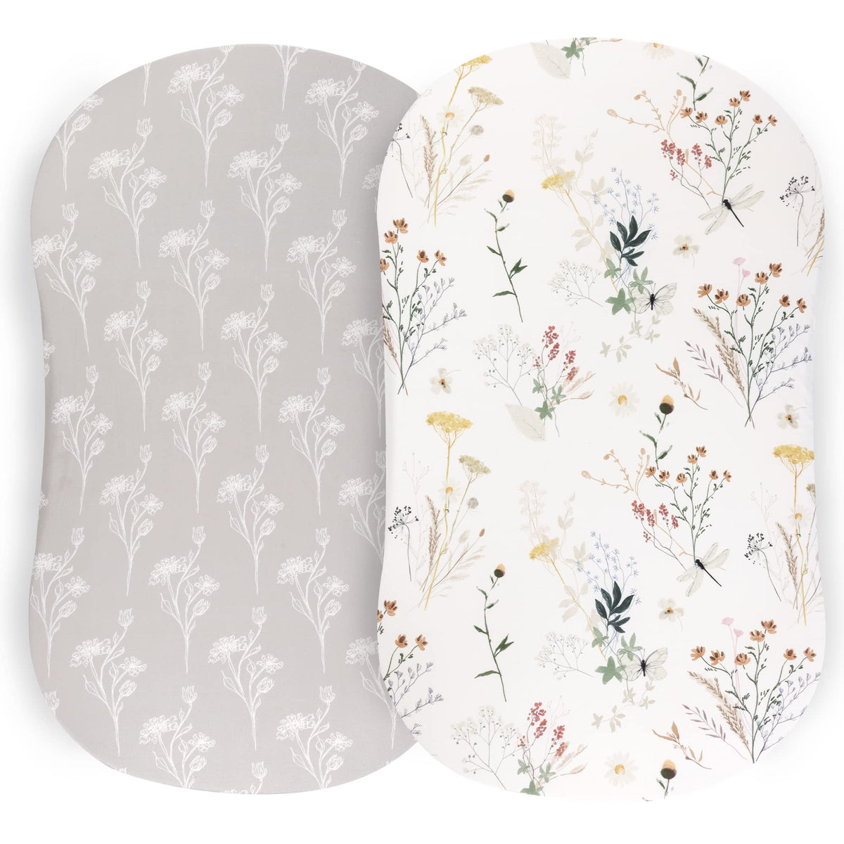 Pobibaby bassinet sheet wildflower-pattern shows soft breathable fabric for baby sleep