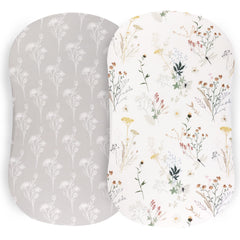 Pobibaby bassinet sheet wildflower-pattern shows soft breathable fabric for baby sleep