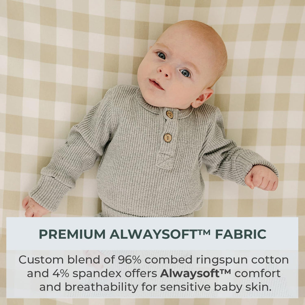 Pobibaby bassinet sheets elastic-wrap-around—secure snug fit.