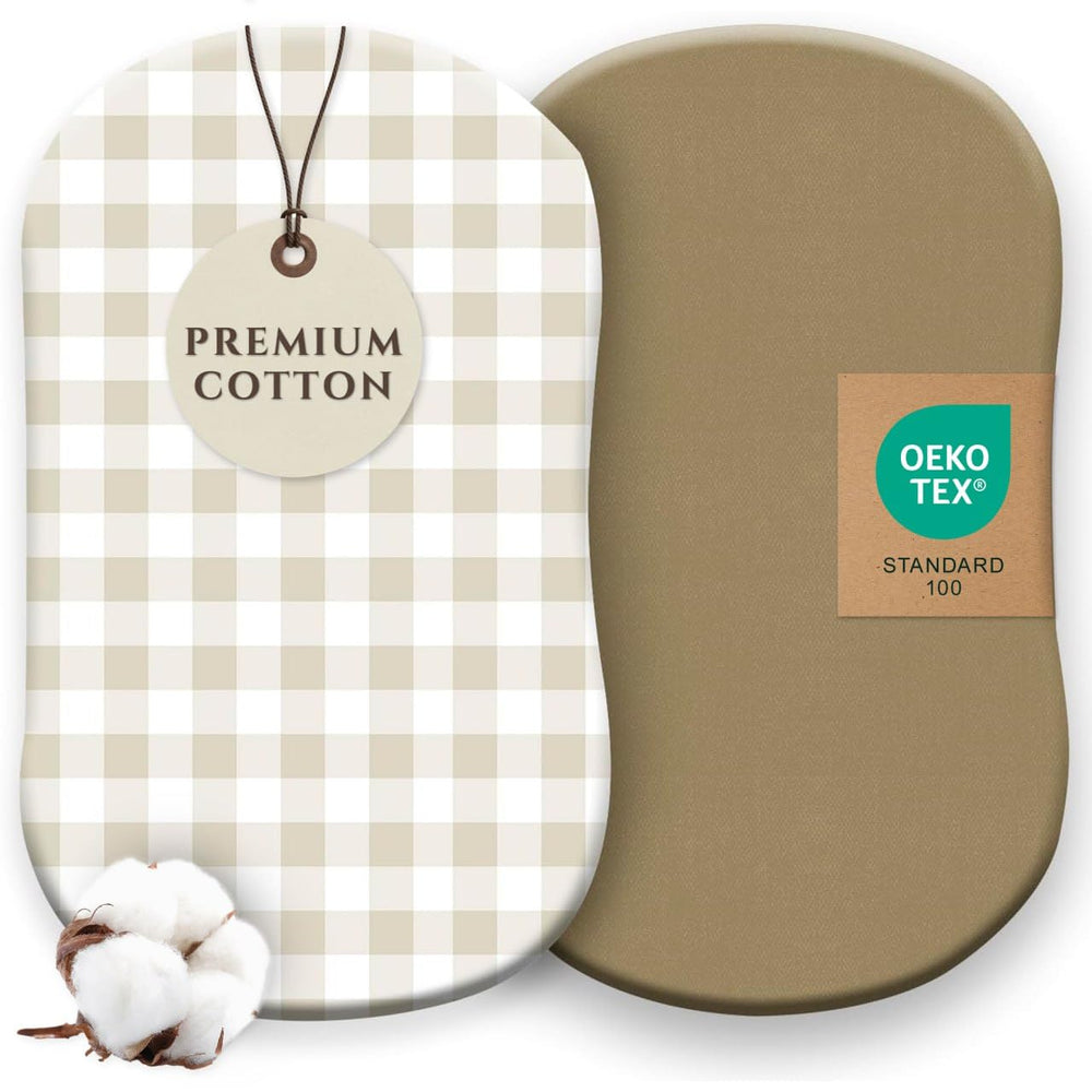 Pobibaby bassinet sheets soft-jersey knit—breathable sleep comfort.