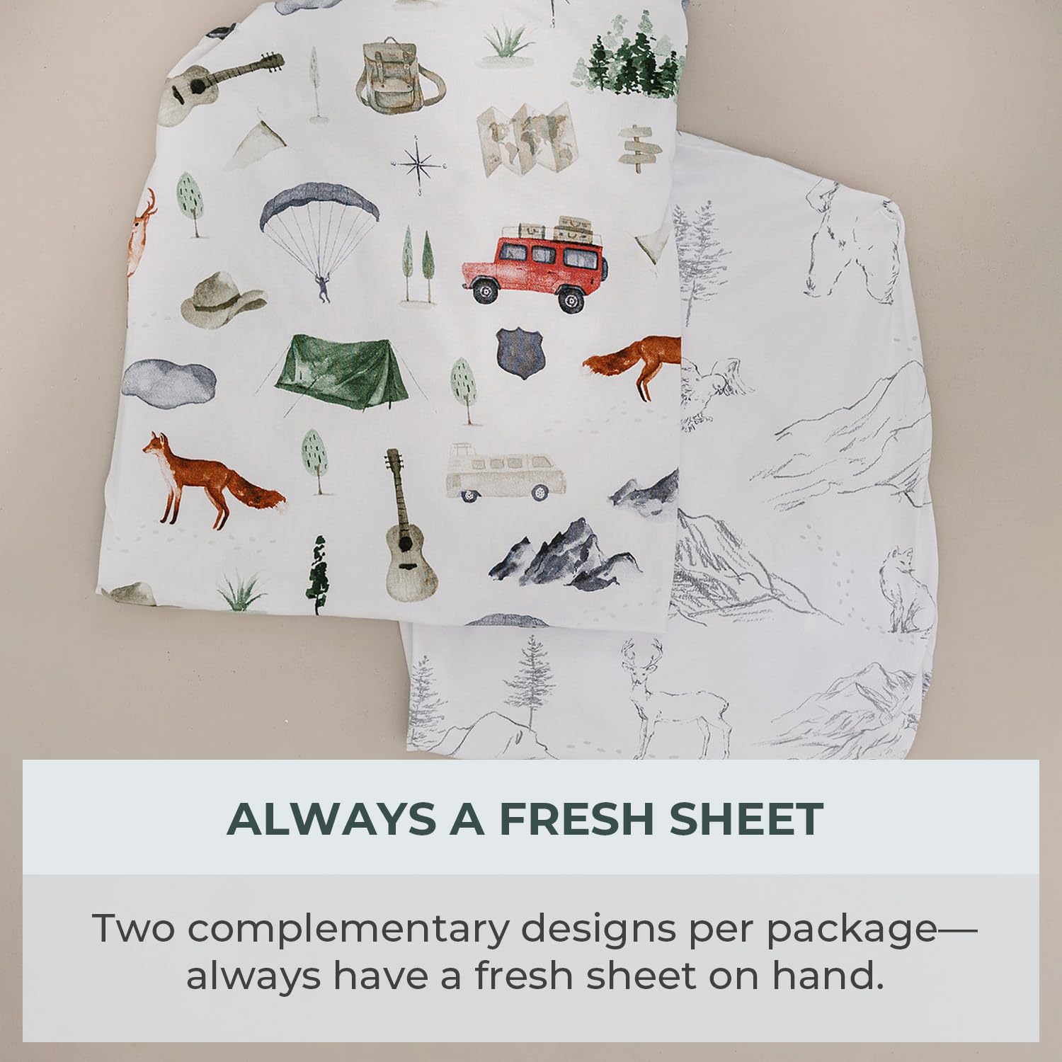 PobiBaby woodland pattern styling complements nursery decor and creates cozy scene.