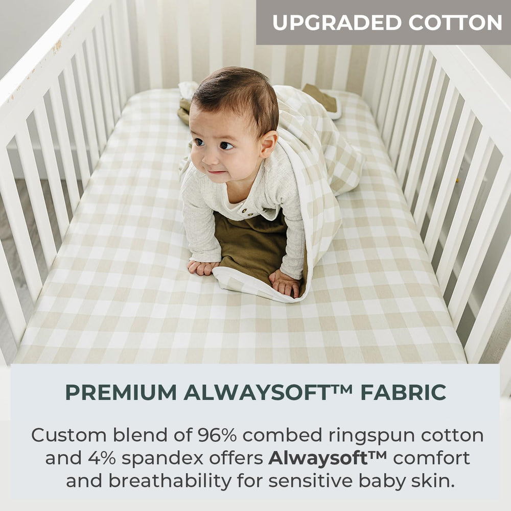 Pobibaby crib sheet elastic wrap ensures full mattress coverage and secure sleep surface.