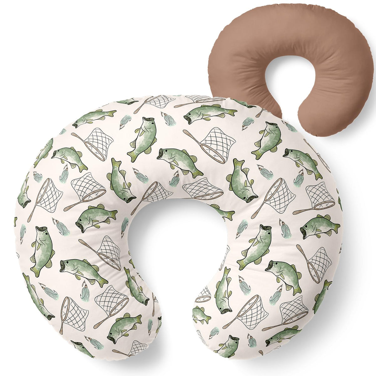 Pobibaby Gone Fishing nursing pillow cover folded shows soft, cozy comfort during feeding.