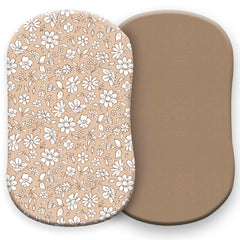 Pobibaby Meadow bassinet sheets two-pack offering soft, breathable comfort for quick, tidy swaps