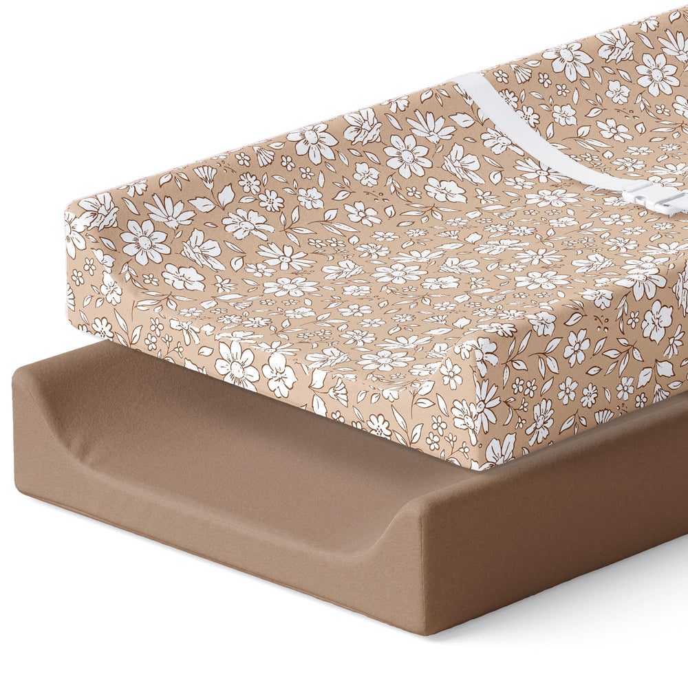 Pobibaby Meadow floral changing pad cover with soft touch for baby comfort.