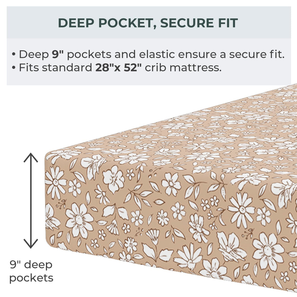 Pobibaby Meadow wrinkle-free crib sheet stays smooth after washes for quick outfit changes.