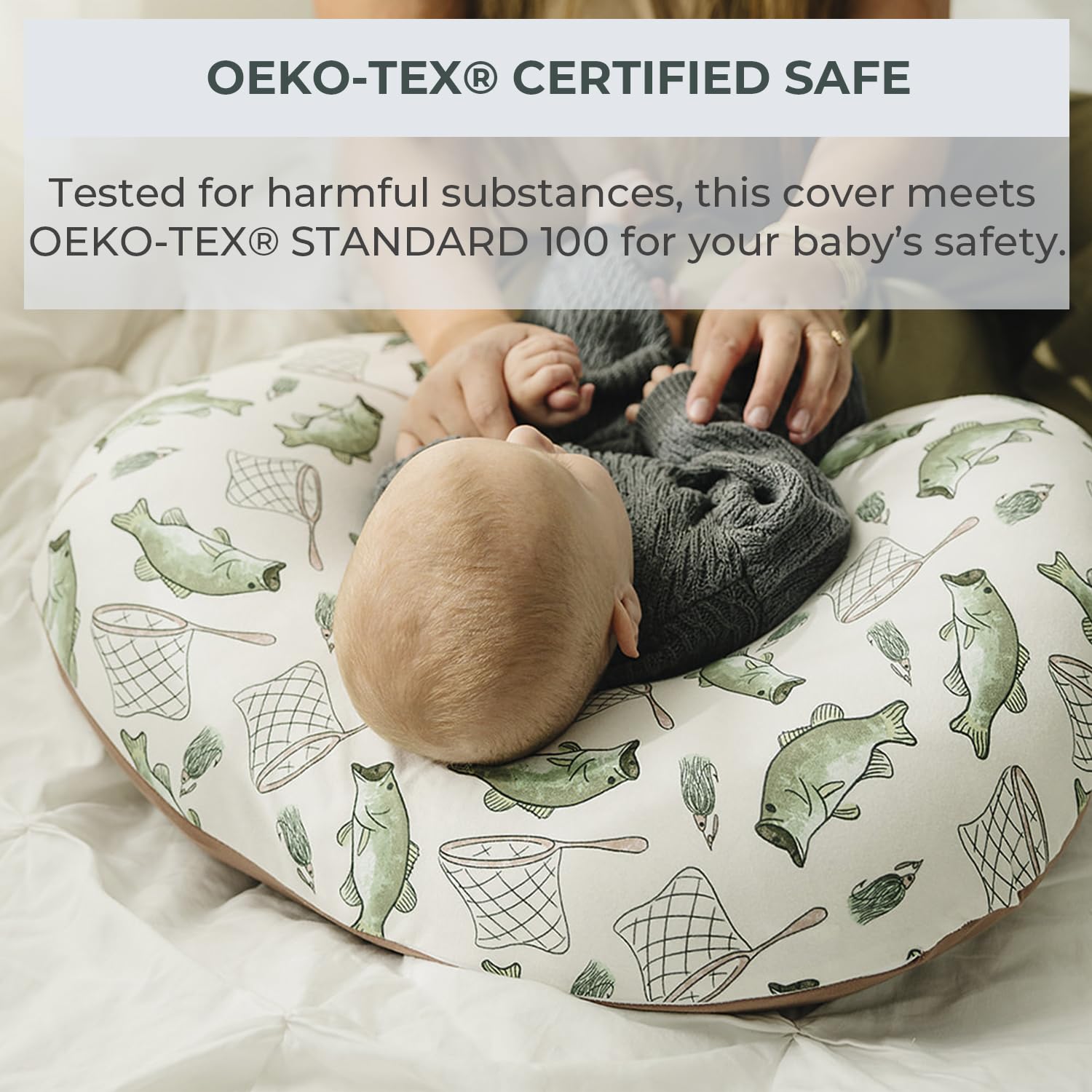 Pobibaby OEKO-TEX label highlights safety and chemical-free materials.