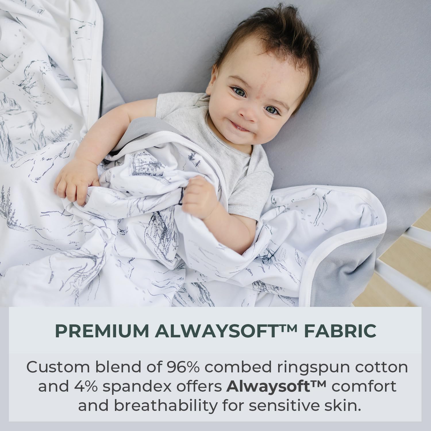 Pobibaby Premium 3-Layer Blanket close-up weave demonstrates durable ALWAYSOFT fabric