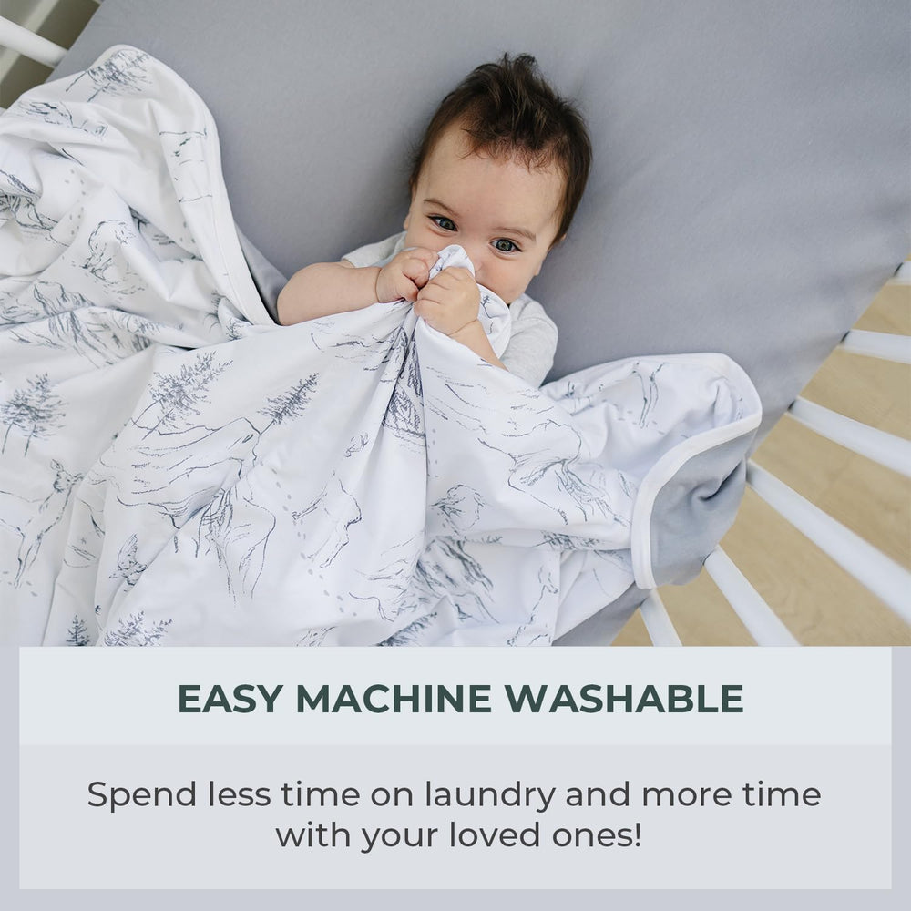 Pobibaby blanket being machine washed to emphasize easy care