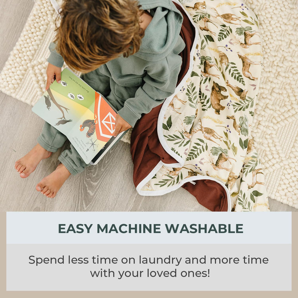 Pobibaby blanket showing easy-care machine washability