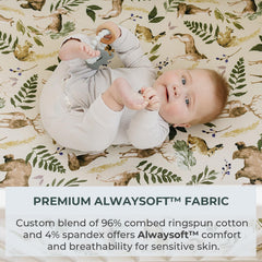 Pobibaby wildlife print blanket in a calm nursery setting