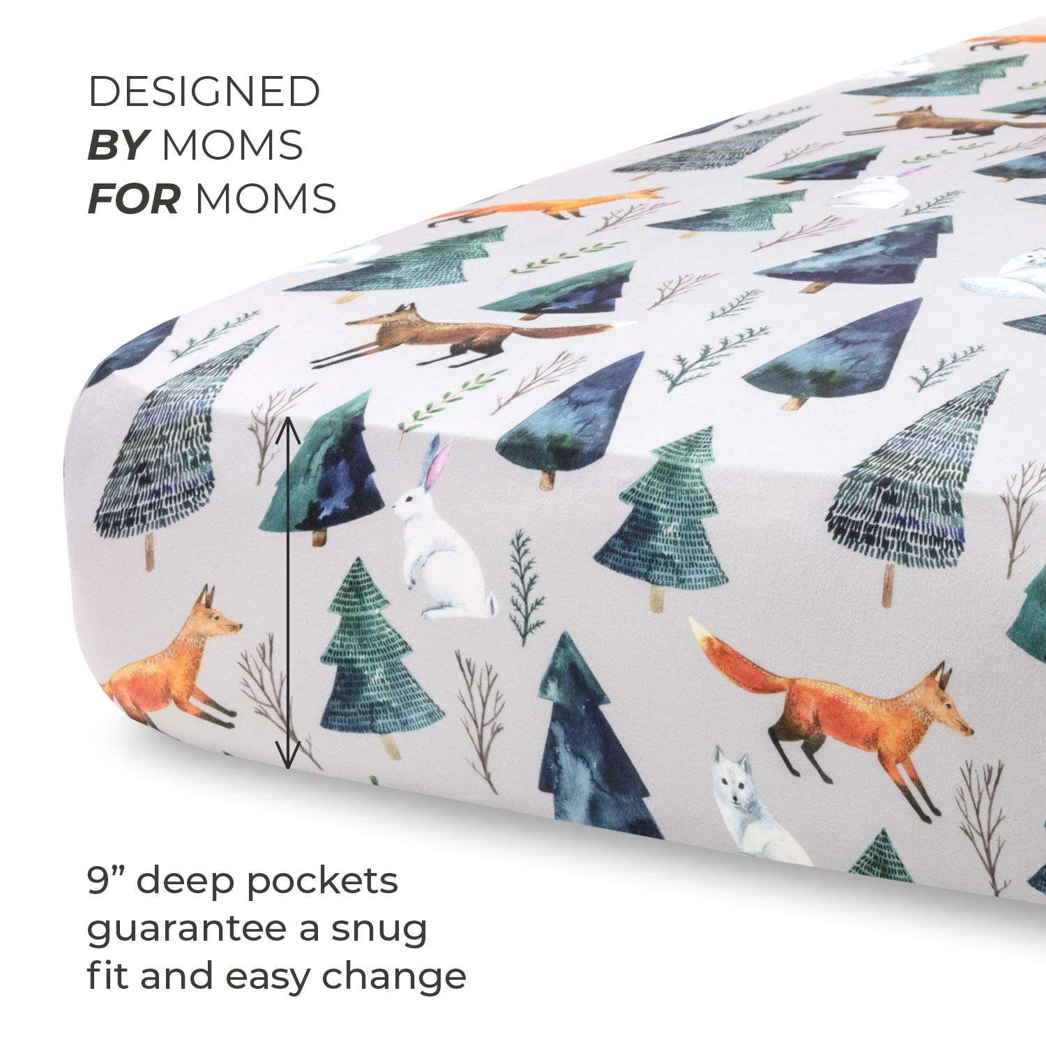 Pobi Baby two-designs crib sheets pack demonstrates easy mix-and-match options.