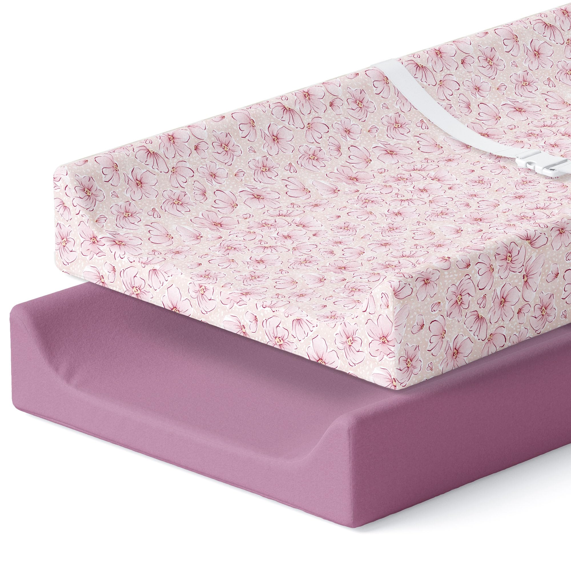 Pobibaby two-pack changing pad covers in Blossom design for easy nursery styling