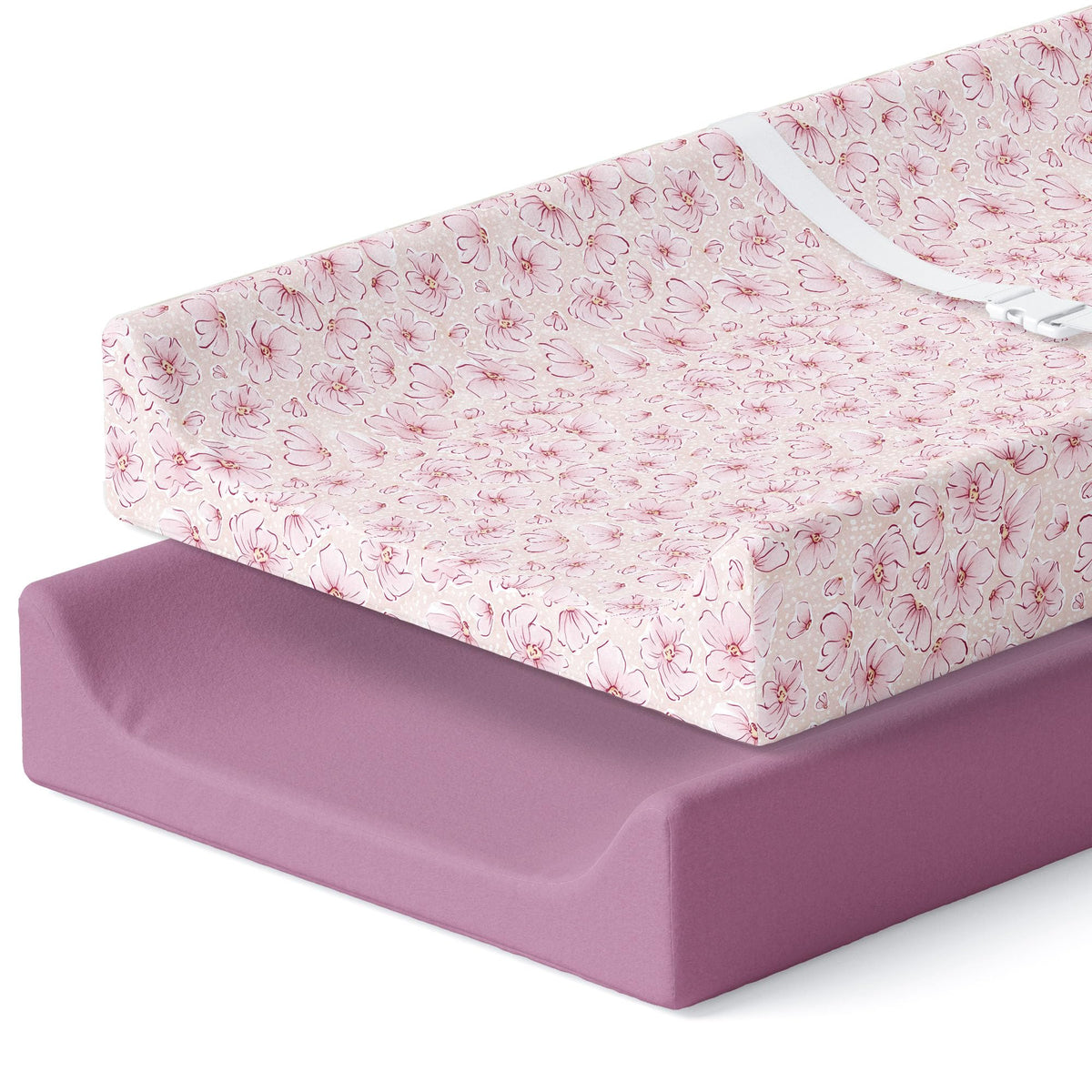 Pobibaby two-pack changing pad covers in Blossom design for easy nursery styling