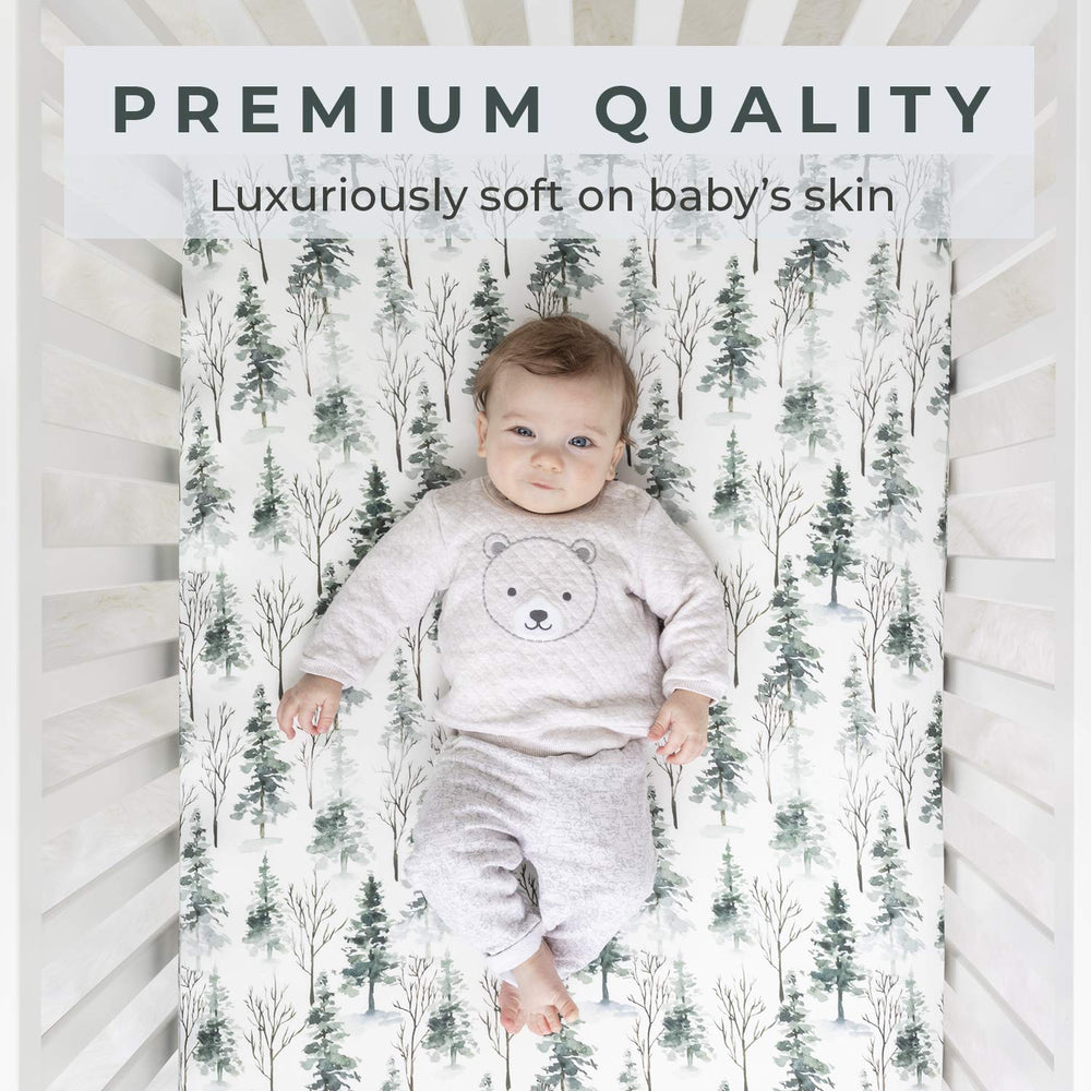 Pobi Baby ultra-soft cotton crib sheets close-up highlights breathable fabric for comfortable sleep.
