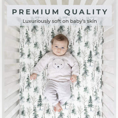 Pobi Baby ultra-soft cotton crib sheets close-up highlights breathable fabric for comfortable sleep.